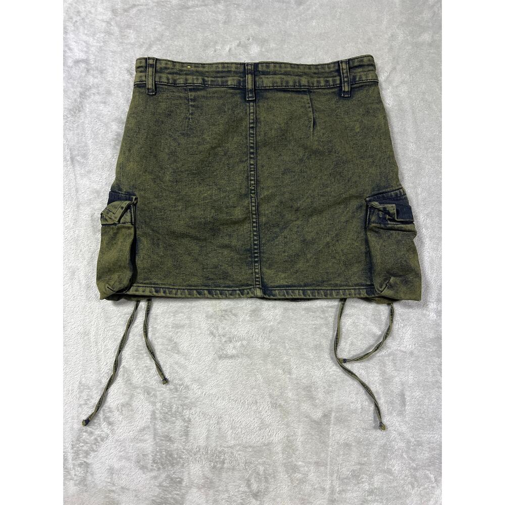 Y2K Mini Cargo Skirt Olive Green Utility Grunge Medium Alternative - Picture 5 of 5